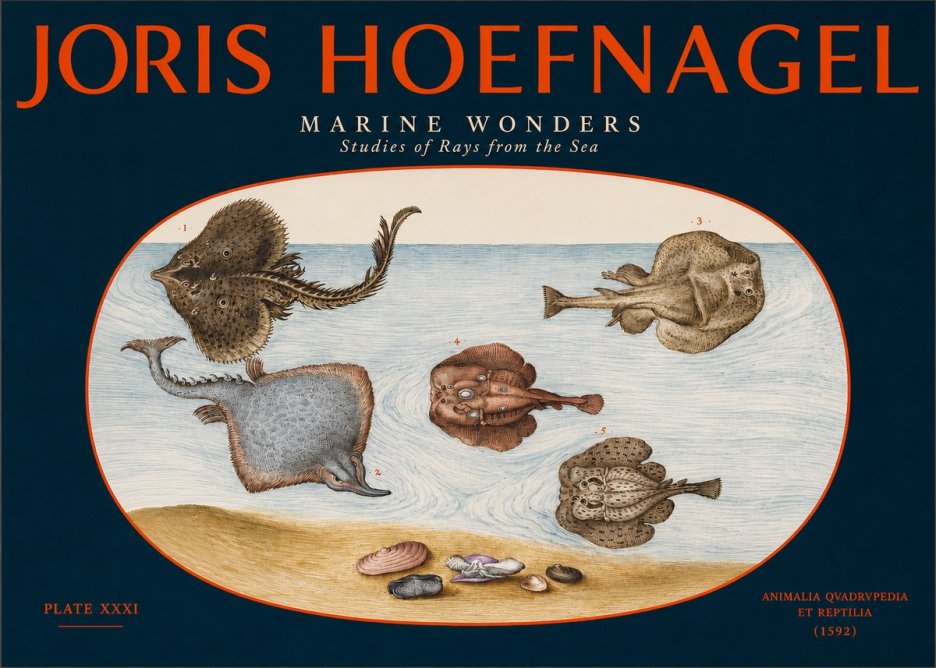 Joris Hoefnagel Studies of Rays and Shells No3 - Plakat