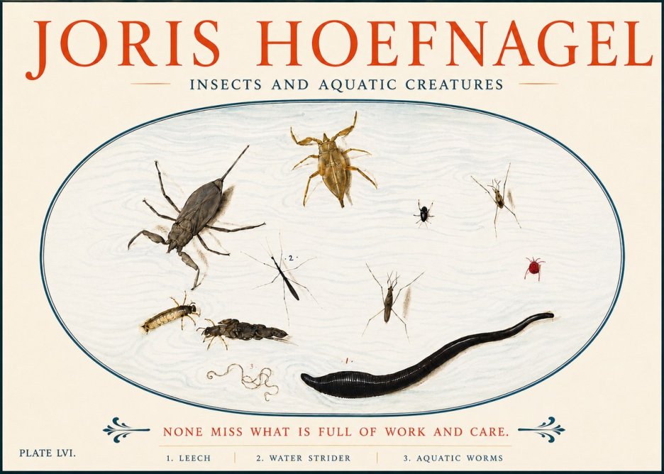 Joris Hoefnagel Insects and Aquatic Creatures No5 - Plakat