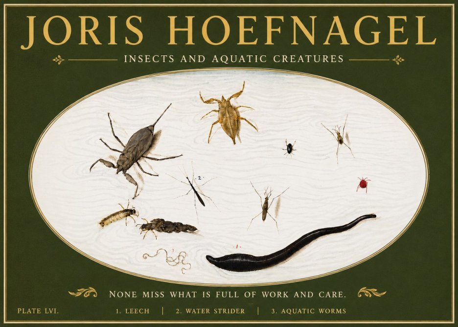 Joris Hoefnagel Insects and Aquatic Creatures No6 - Plakat