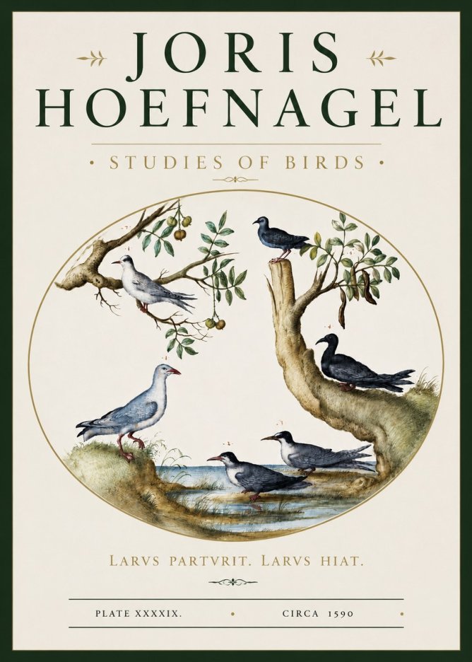 Joris Hoefnagel Studies of Birds II No3 - Plakat
