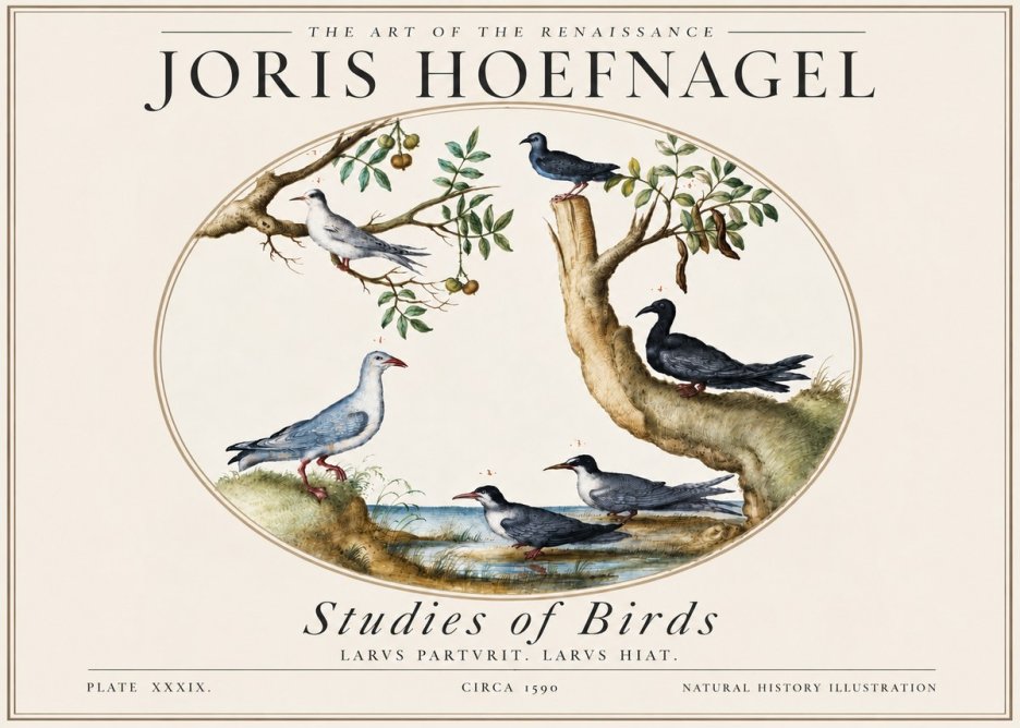 Joris Hoefnagel Studies of Birds II No5 - Plakat