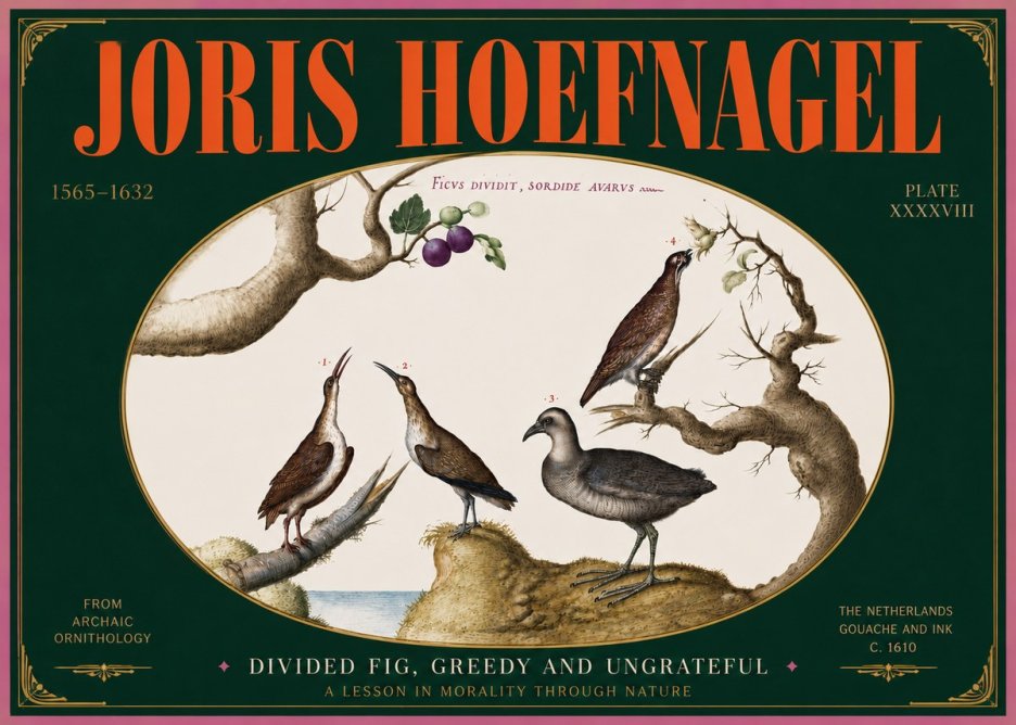 Joris Hoefnagel Birds from the Four Parts of the World No5 - Plakat