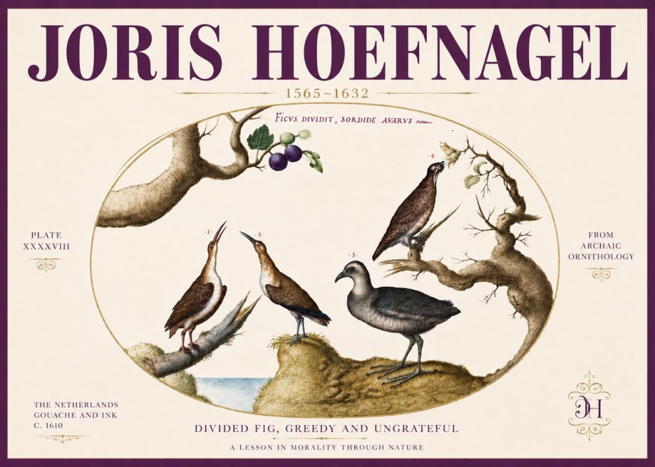 Joris Hoefnagel Birds from the Four Parts of the World No6 - Plakat