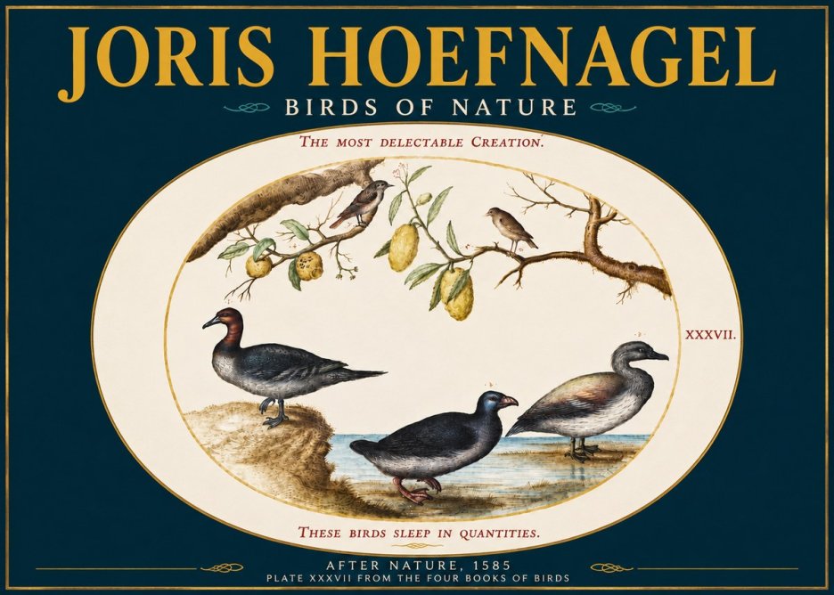 Joris Hoefnagel Plate Xxxvii from the Four Books of Birds No4 - Plakat