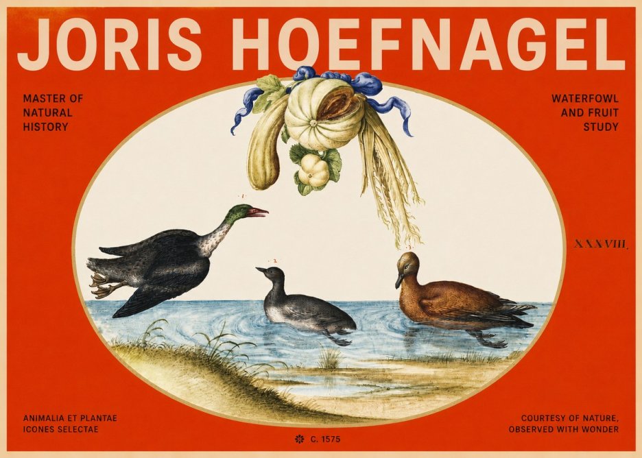 Joris Hoefnagel Waterfowl and Fruit Study No2 - Plakat