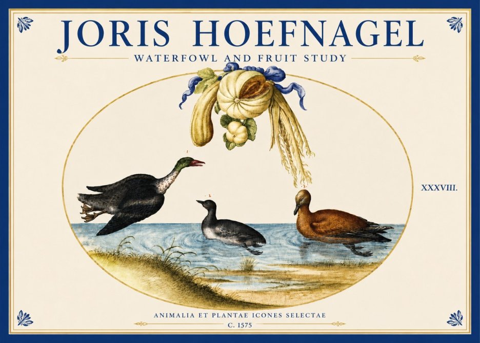 Joris Hoefnagel Waterfowl and Fruit Study No3 - Plakat