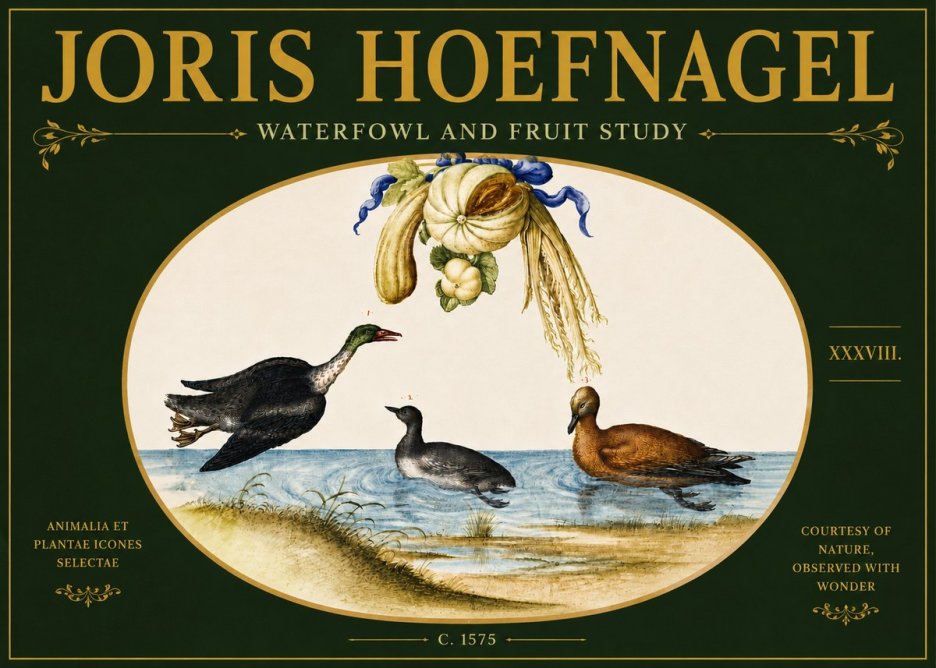 Joris Hoefnagel Waterfowl and Fruit Study No6 - Plakat