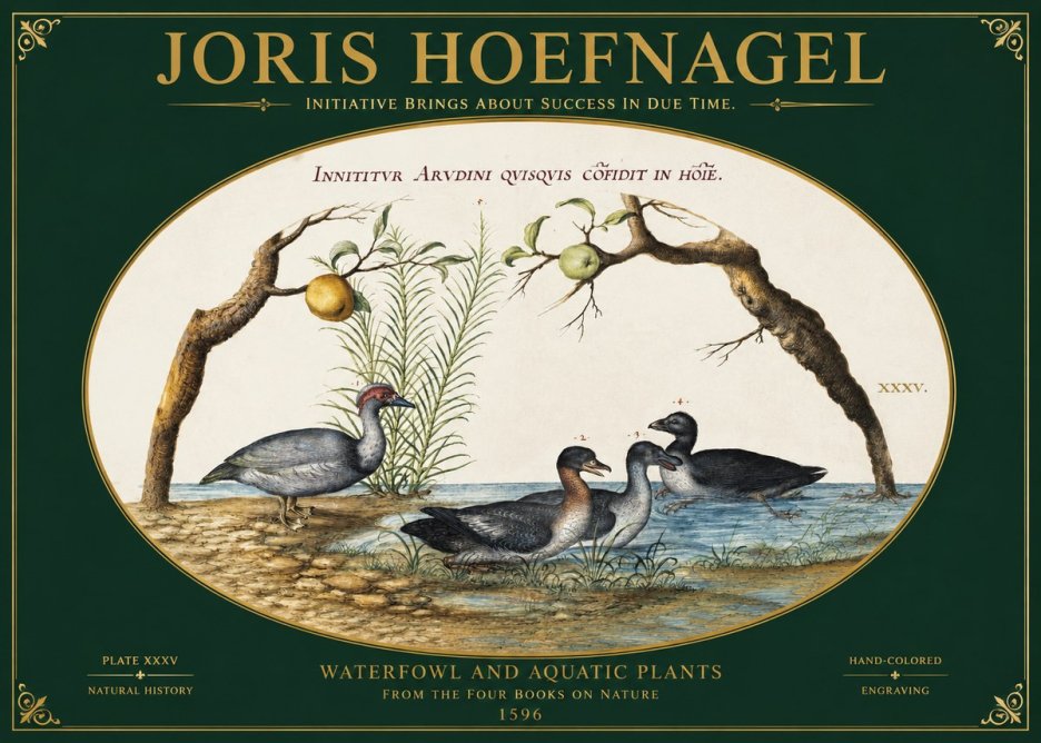 Joris Hoefnagel Waterfowl and Aquatic Plants No2 - Plakat