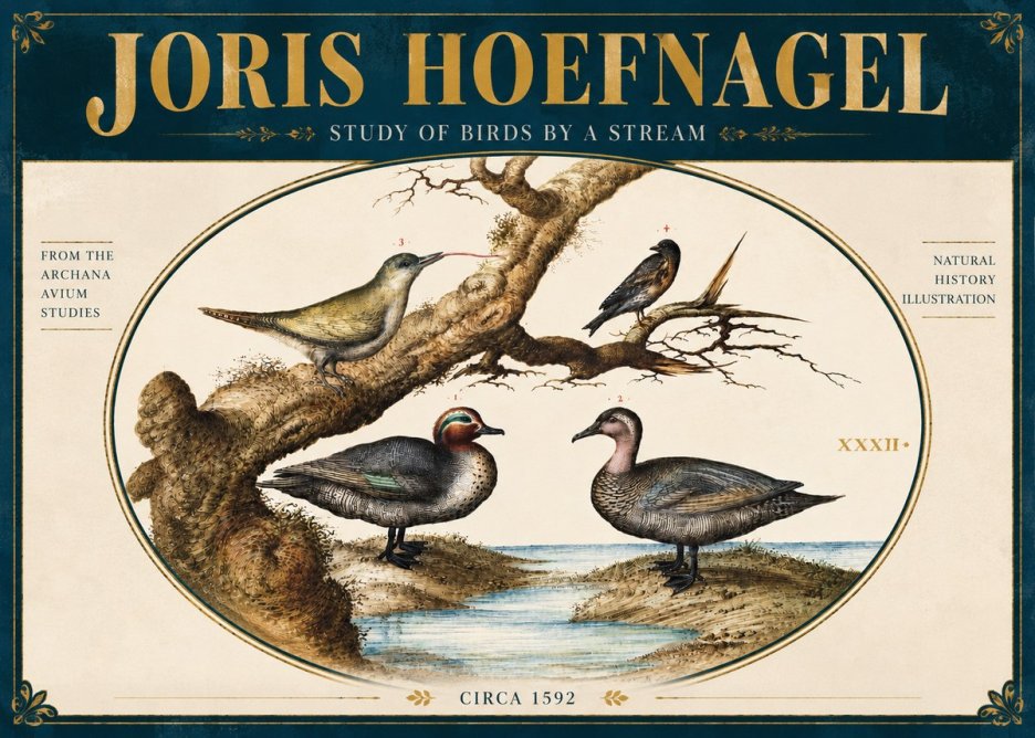 Joris Hoefnagel Study of Birds by a Stream No5 - Plakat