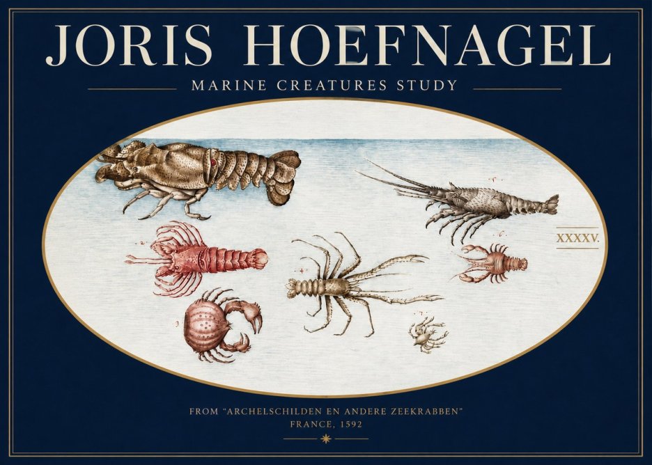 Joris Hoefnagel Studies of Crustaceans No4 - Plakat