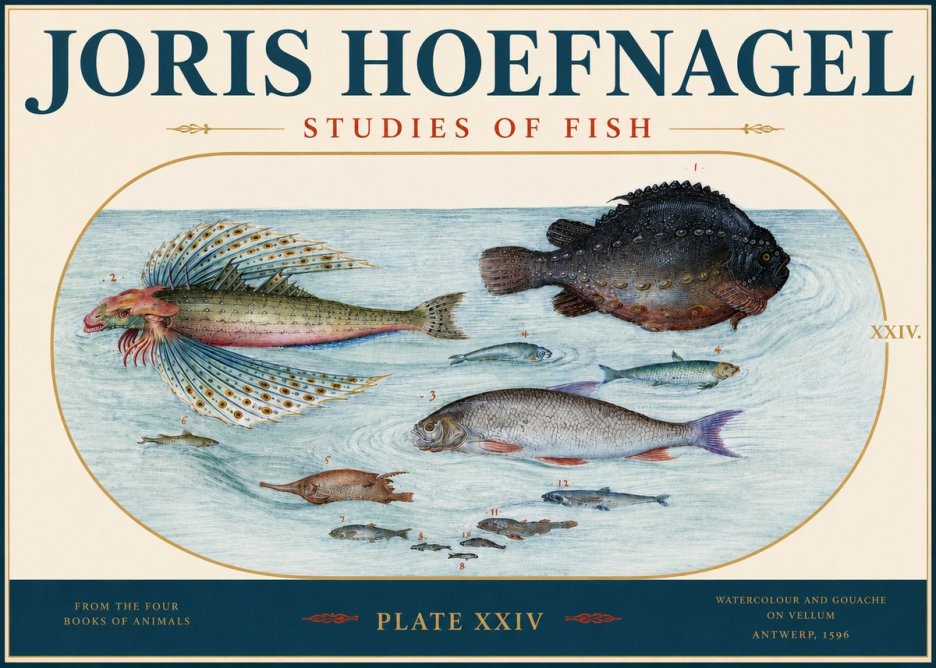 Joris Hoefnagel Studies of Fish II No3 - Plakat