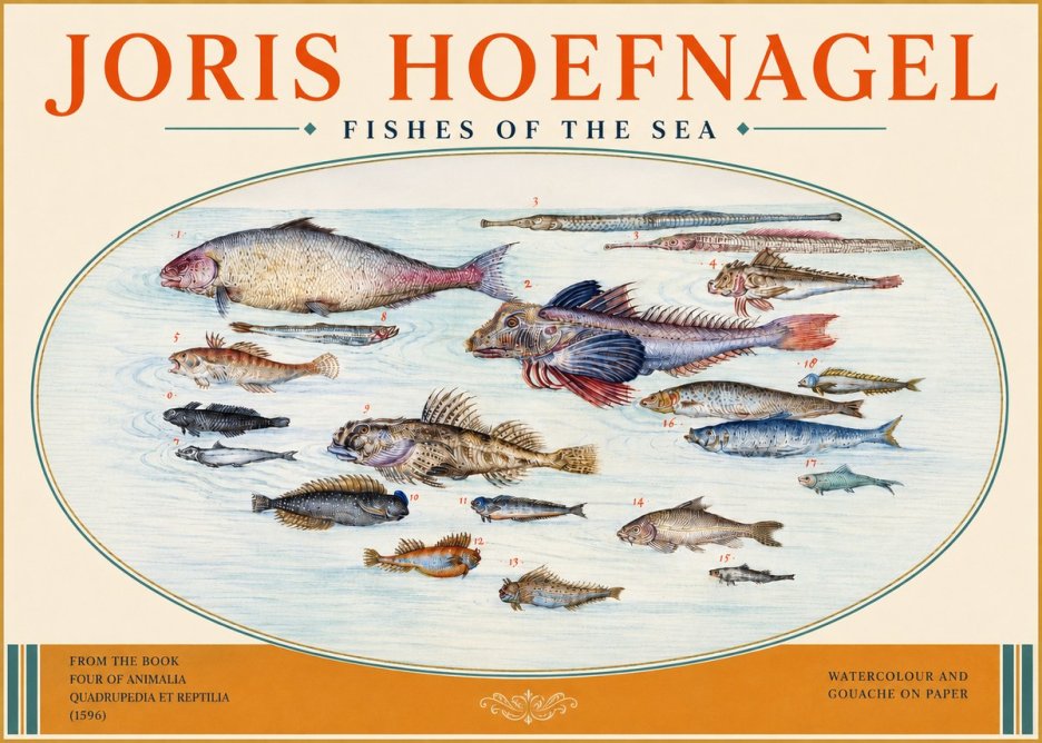 Joris Hoefnagel Fishes of the Sea III No3 - Plakat