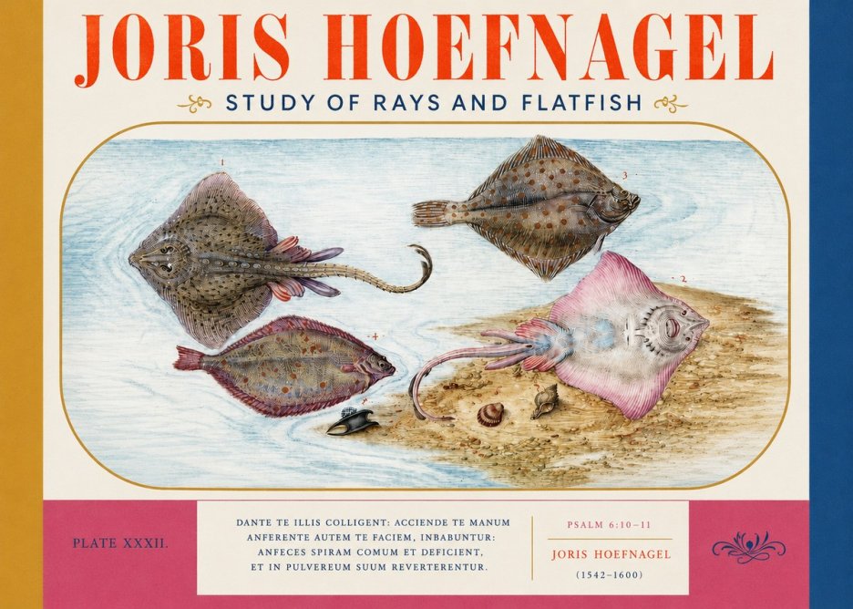 Joris Hoefnagel Study of Rays and Flatfish No3 - Plakat