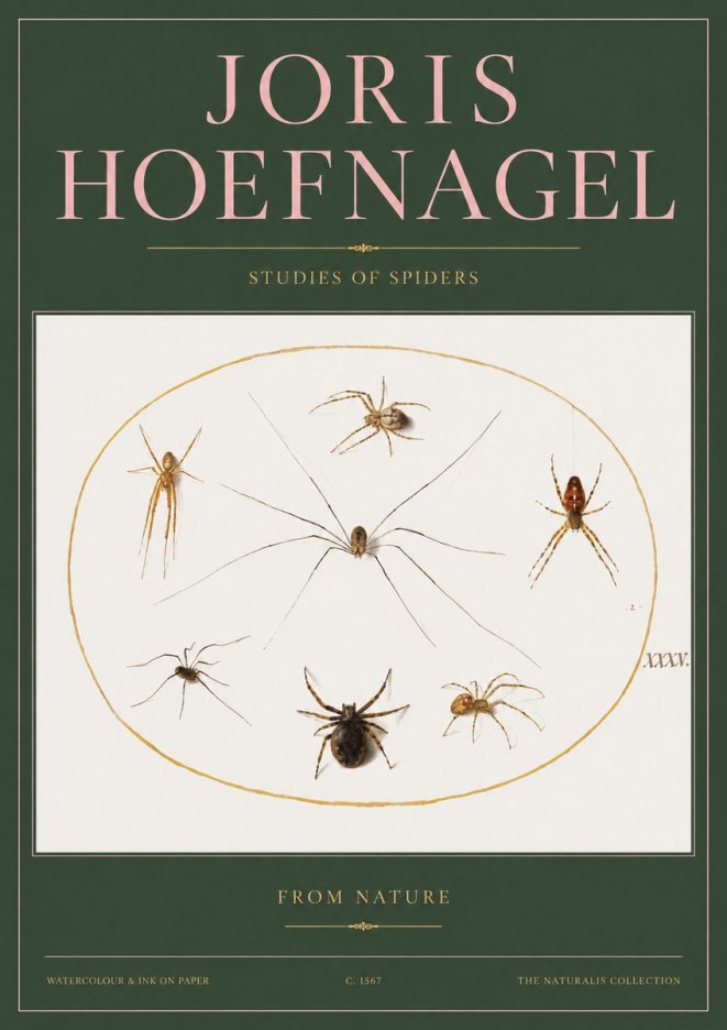 Joris Hoefnagel Studies of Spiders from Nature No2 - Plakat
