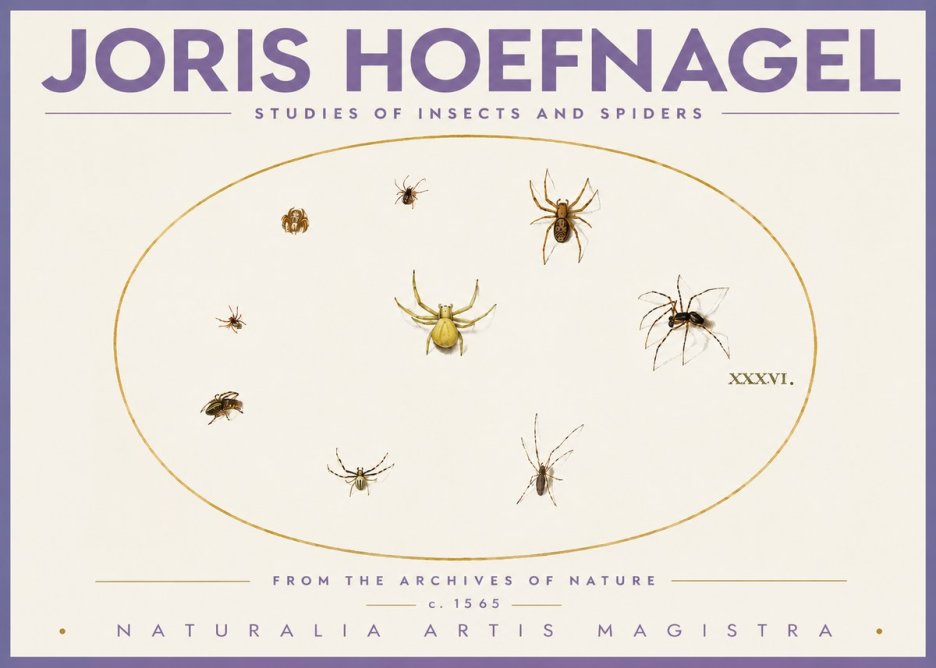 Joris Hoefnagel Studies of Insects and Spiders No4 - Plakat