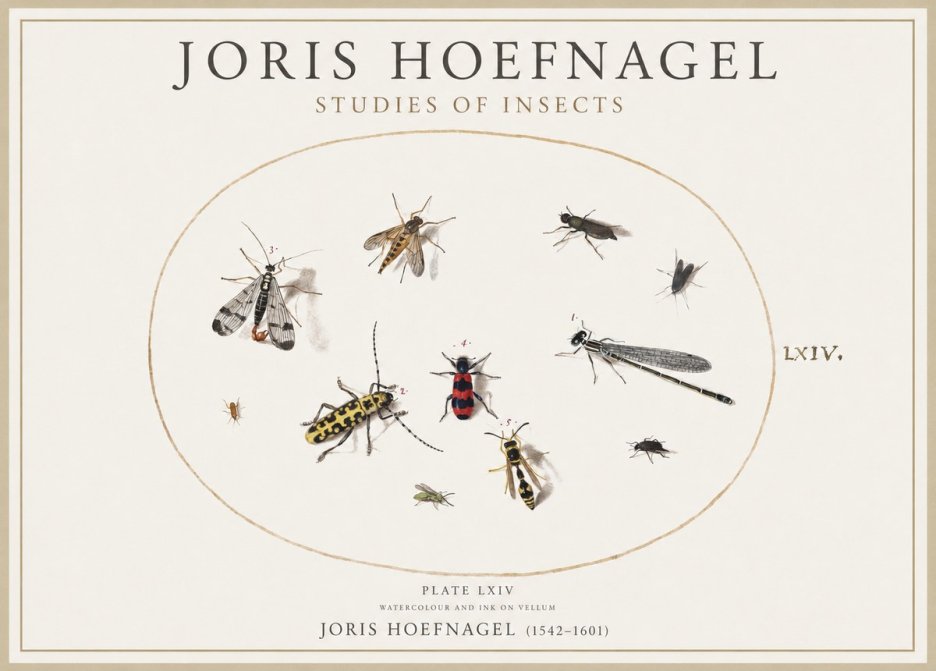 Joris Hoefnagel Studies of Insects - Plate Lxiv No4 - Plakat