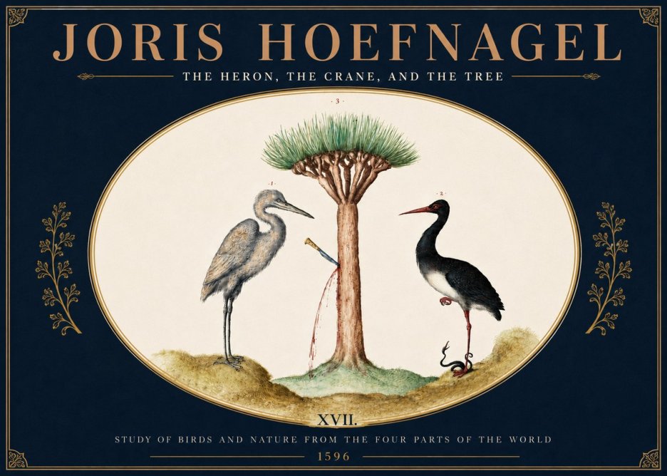Joris Hoefnagel The Heron, the Crane, and the Tree No5 - Plakat