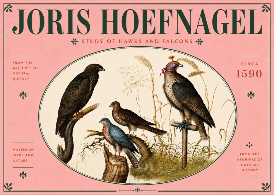 Joris Hoefnagel Studies of Hawks and Falcons No6 - Plakat