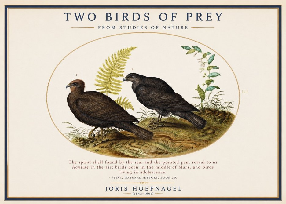 Joris Hoefnagel Two Birds of Prey - from Studies of Nature No1 - Plakat