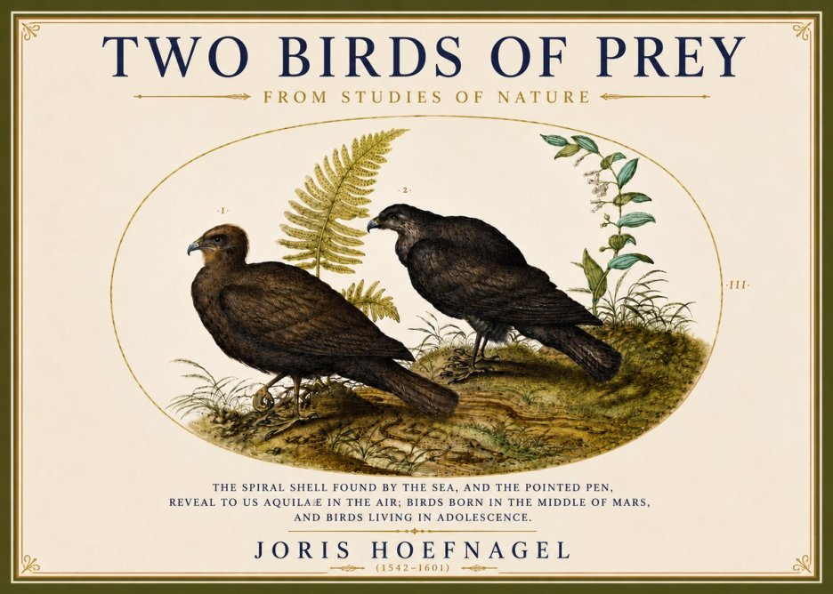 Joris Hoefnagel Two Birds of Prey - from Studies of Nature No5 - Plakat