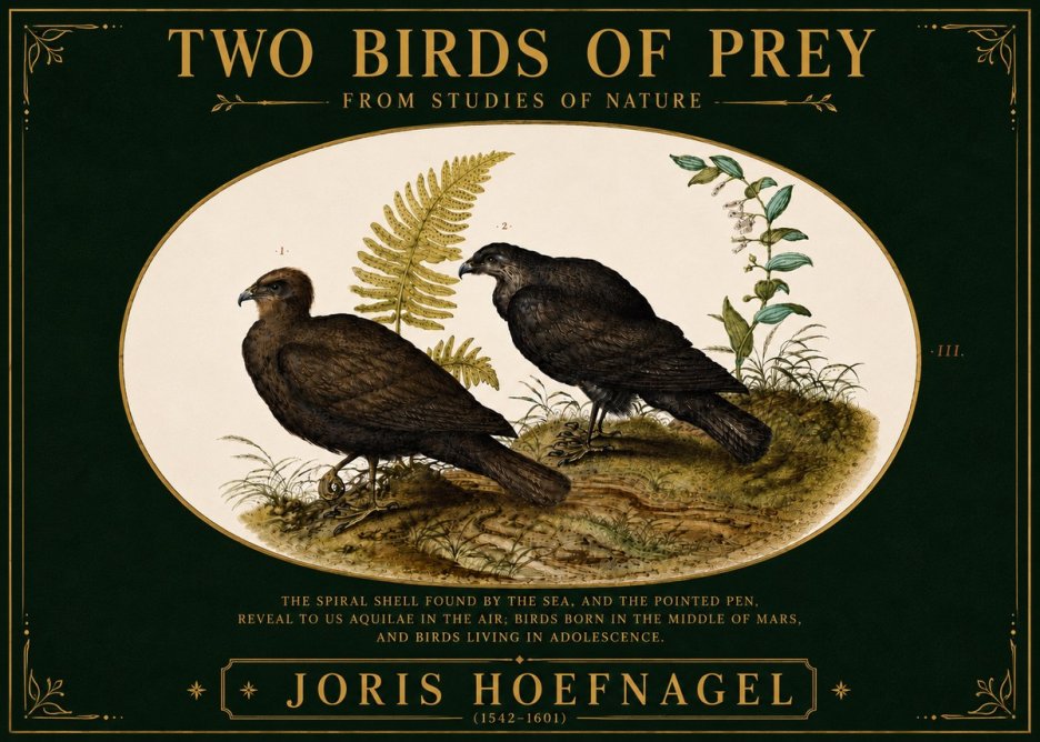 Joris Hoefnagel Two Birds of Prey - from Studies of Nature No6 - Plakat