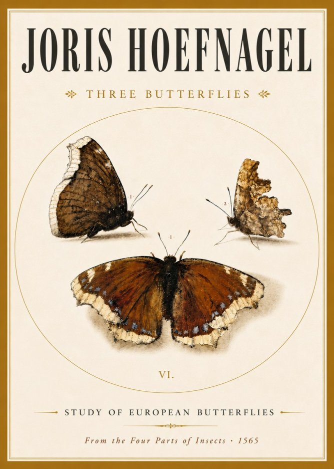 Joris Hoefnagel Three Butterflies I No6 - Plakat