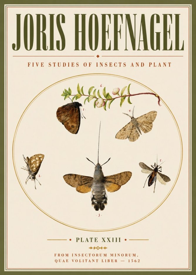 Joris Hoefnagel Five Studies of Insects and Plant No6 - Plakat