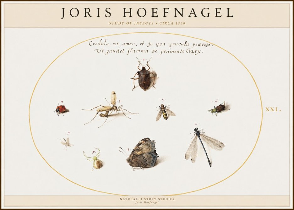 Joris Hoefnagel Study of Insects • Circa 1590 No1 - Plakat
