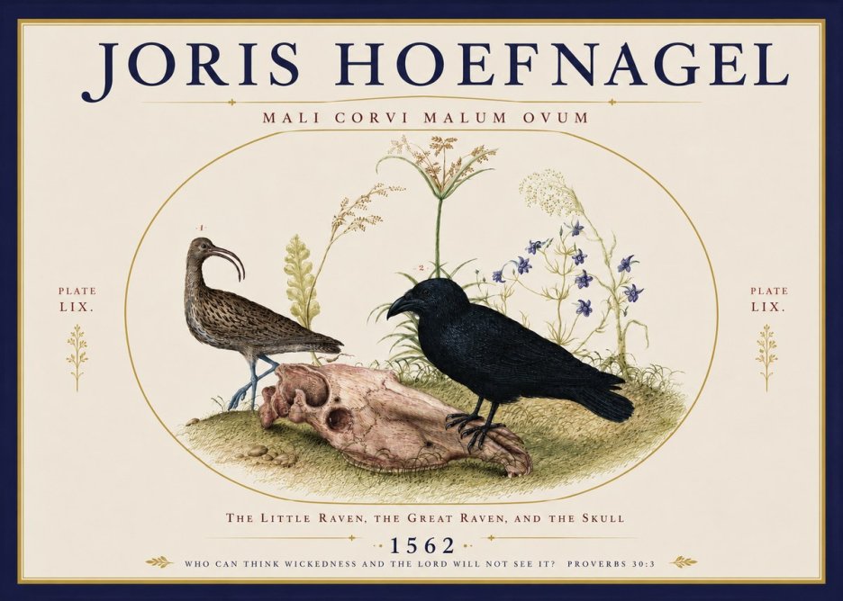 Joris Hoefnagel The Little Raven, the Great Raven, and the Skull No3 - Plakat