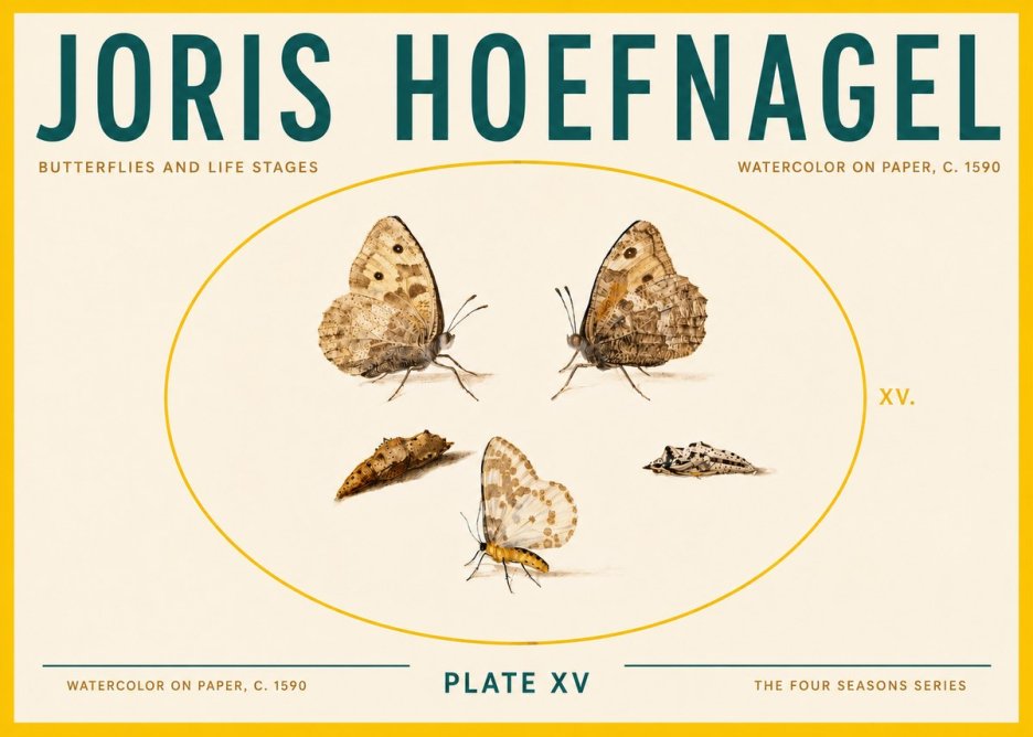 Joris Hoefnagel Butterflies and Life Stages - Plate Xv No6 - Plakat
