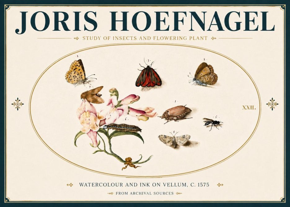Joris Hoefnagel Study of Insects and Flowering Plant No6 - Plakat
