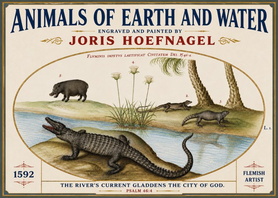 Joris Hoefnagel Animals of Earth and Water No6 - Plakat