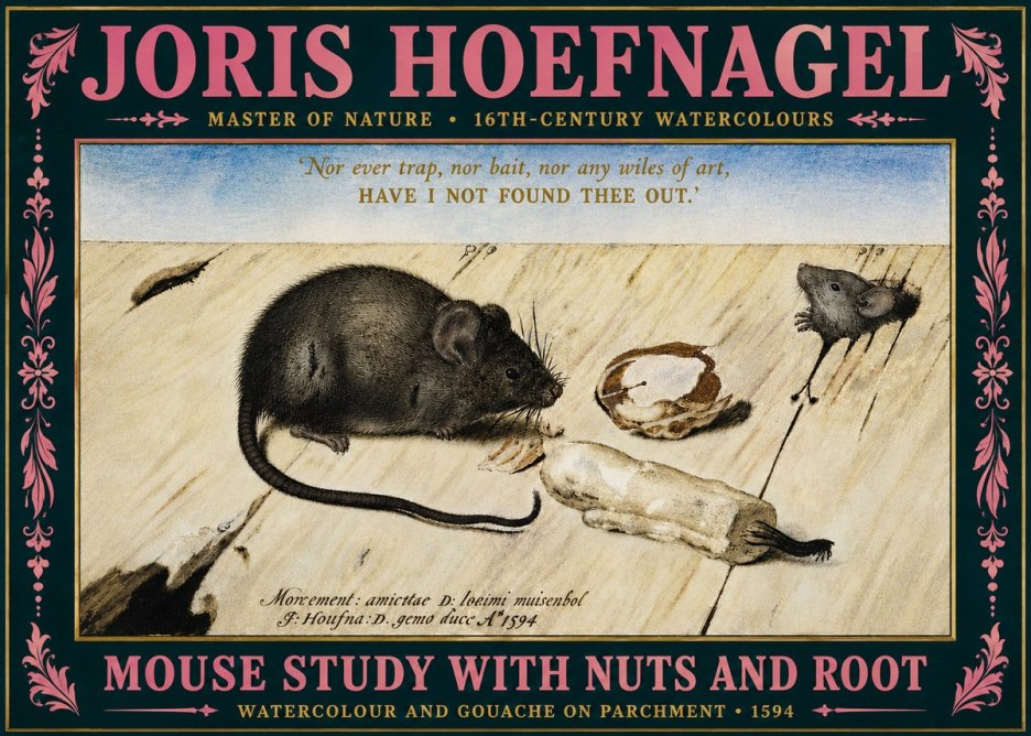 Joris Hoefnagel Mouse Study with Nuts and Root No5 - Plakat