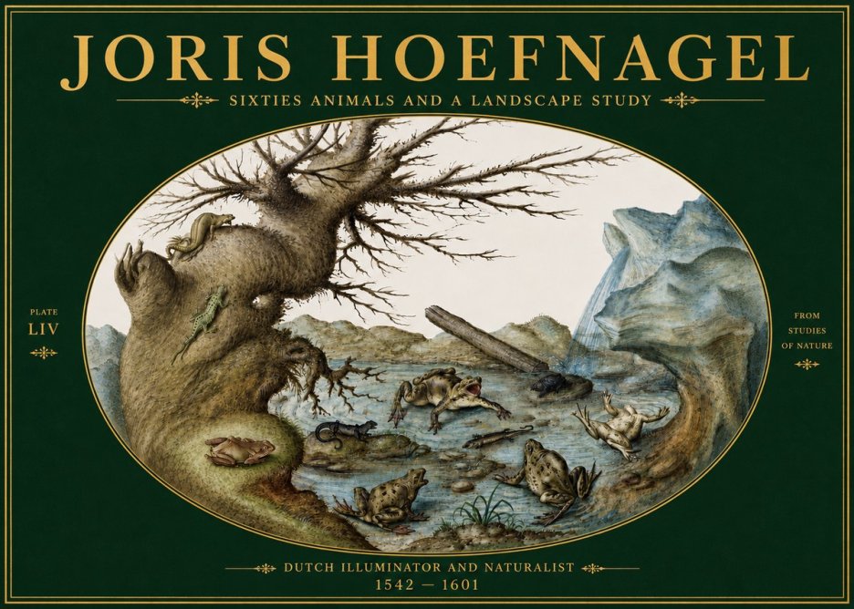 Joris Hoefnagel Sixtties Animals and a Landscape Study No5 - Plakat