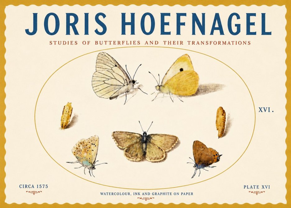 Joris Hoefnagel Studies of Butterflies and Their Transformations No5 - Plakat