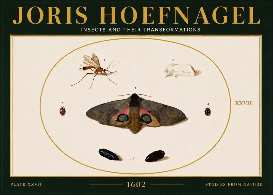 Joris Hoefnagel Insects and Their Transformations - Plate Xxvii No6 - Plakat