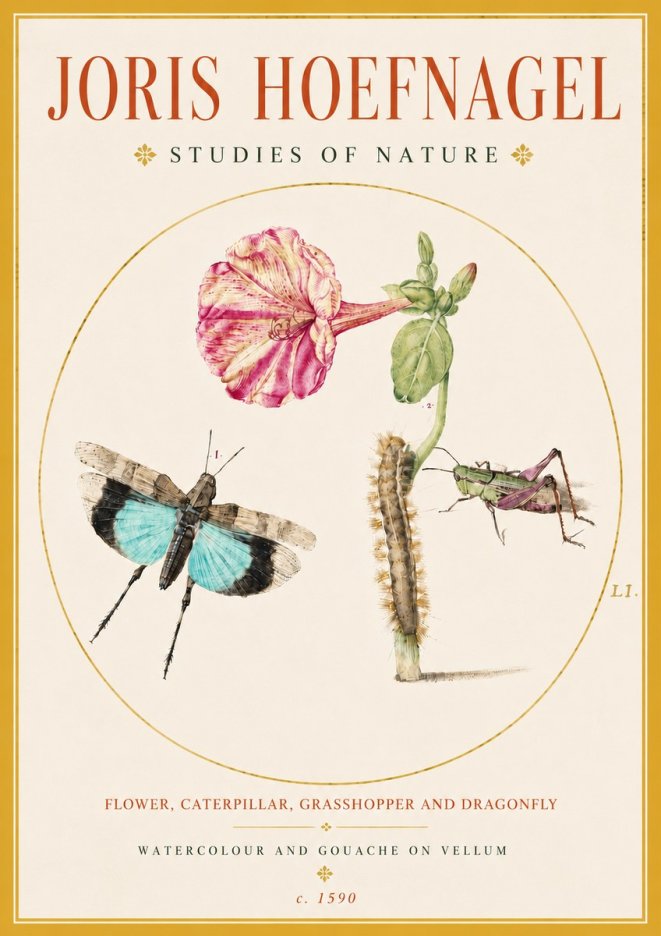 Joris Hoefnagel Plate L1. Studies of Insects and Plants No5 - Plakat