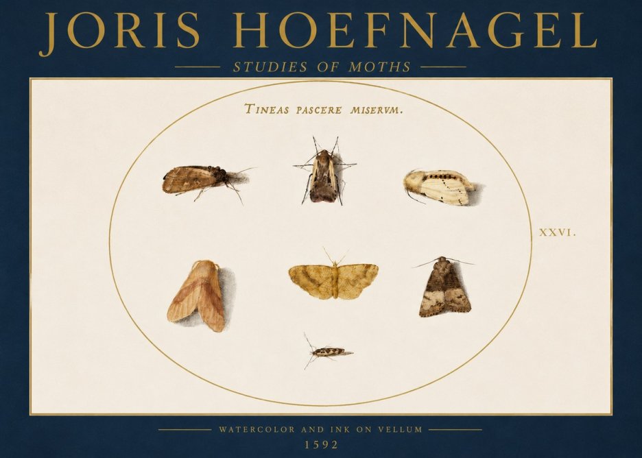 Joris Hoefnagel Studies of Moths II No4 - Plakat