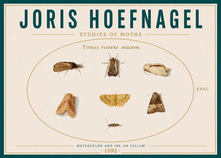 Joris Hoefnagel Studies of Moths II No6 - Plakat