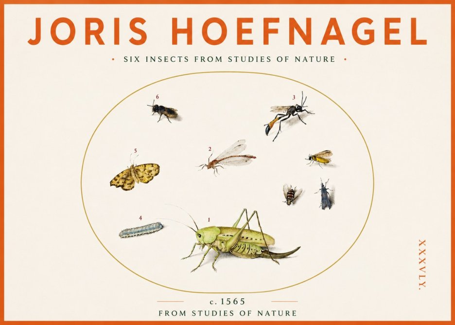 Joris Hoefnagel Six Insects from Studies of Nature C. 1565 No3 - Plakat