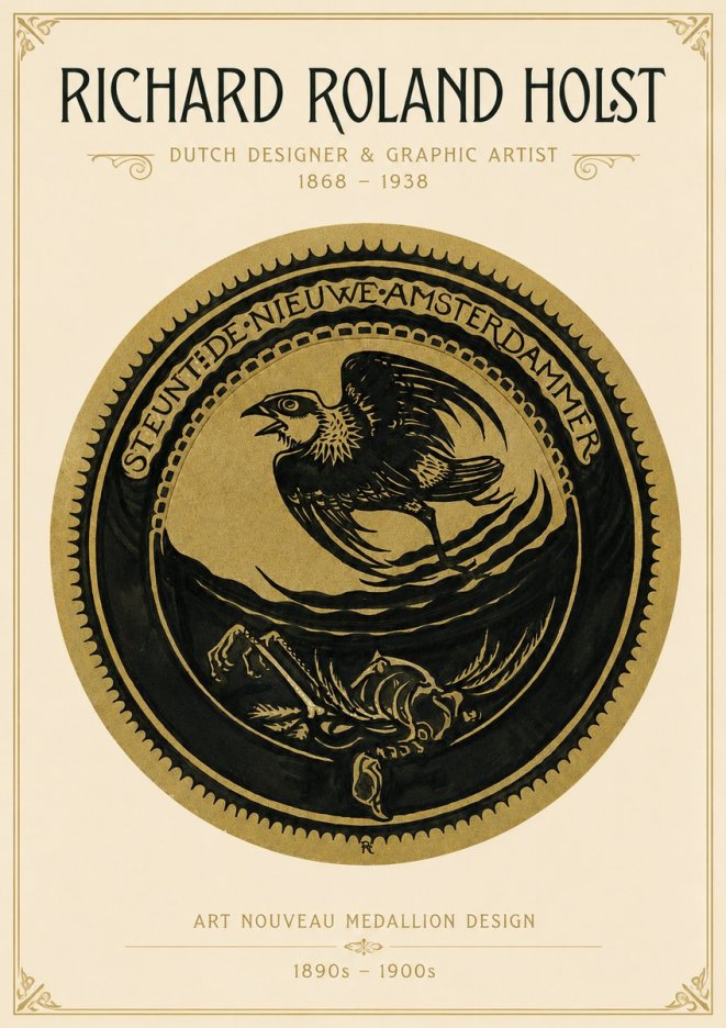 Richard Roland Holst Art Nouveau Medallion Design No3 - Plakat