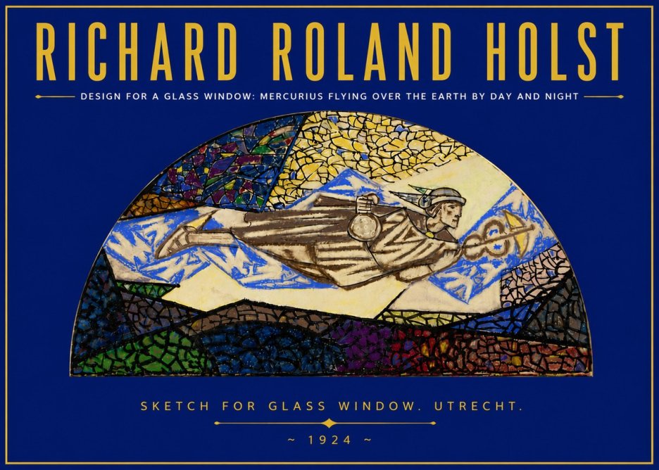 Richard Roland Holst Design for a Glass Window: Mercurius Flying over the Earth by Day and Night No5 - Plakat