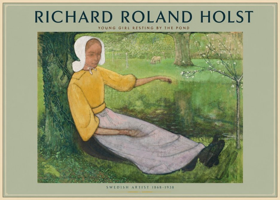 Richard Roland Holst Young Girl Resting by the Pond No2 - Plakat
