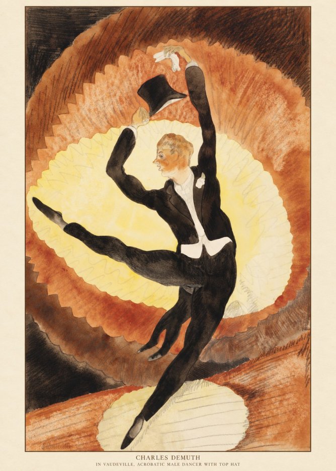 Charles Demuth In Vaudeville, Acrobatic Male Dancer with Top Hat No6 - Plakat