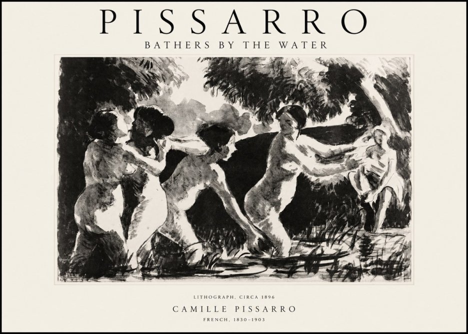 Pissarro Bathers by the Water No1 - Plakat