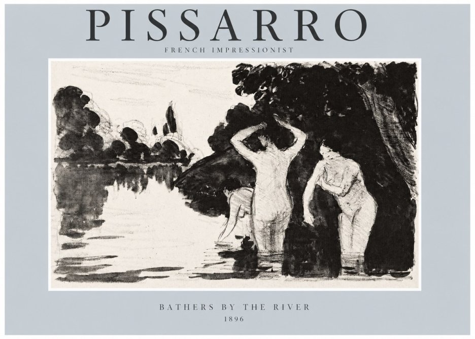 Pissarro Bathers by the River No2 - Plakat
