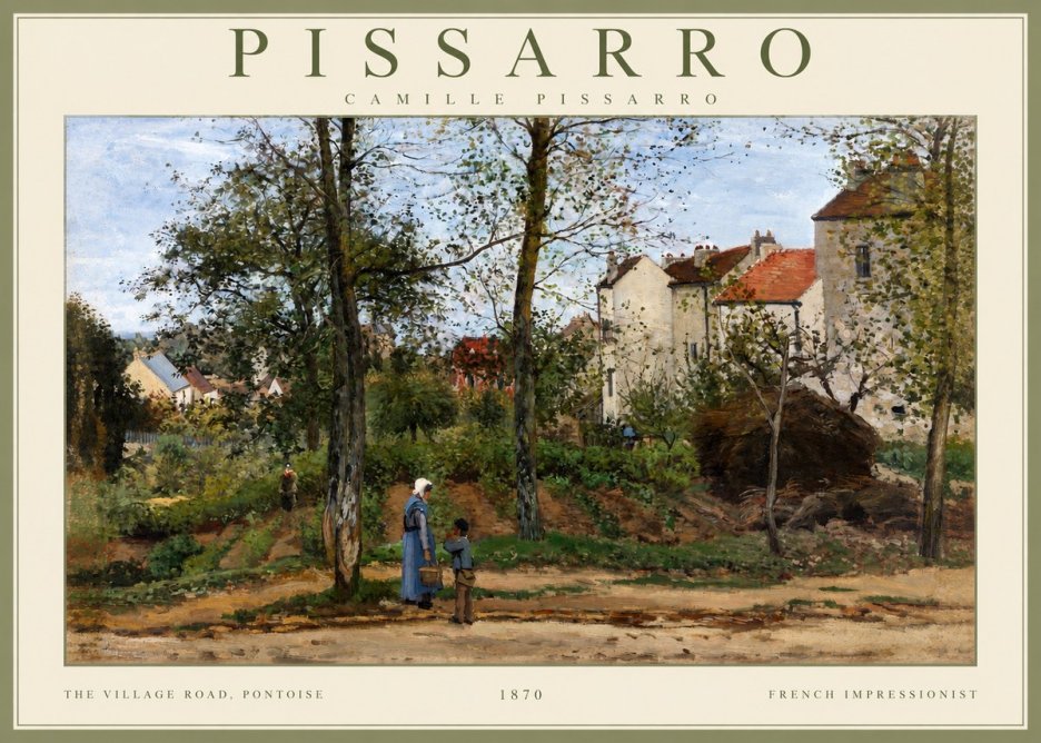 Pissarro The Village Road, Pontoise No2 - Plakat