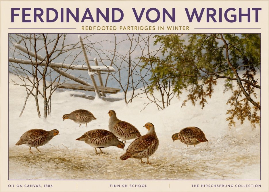 Ferdinand von Wright Redfooted Partridges in Winter No4 - Plakat