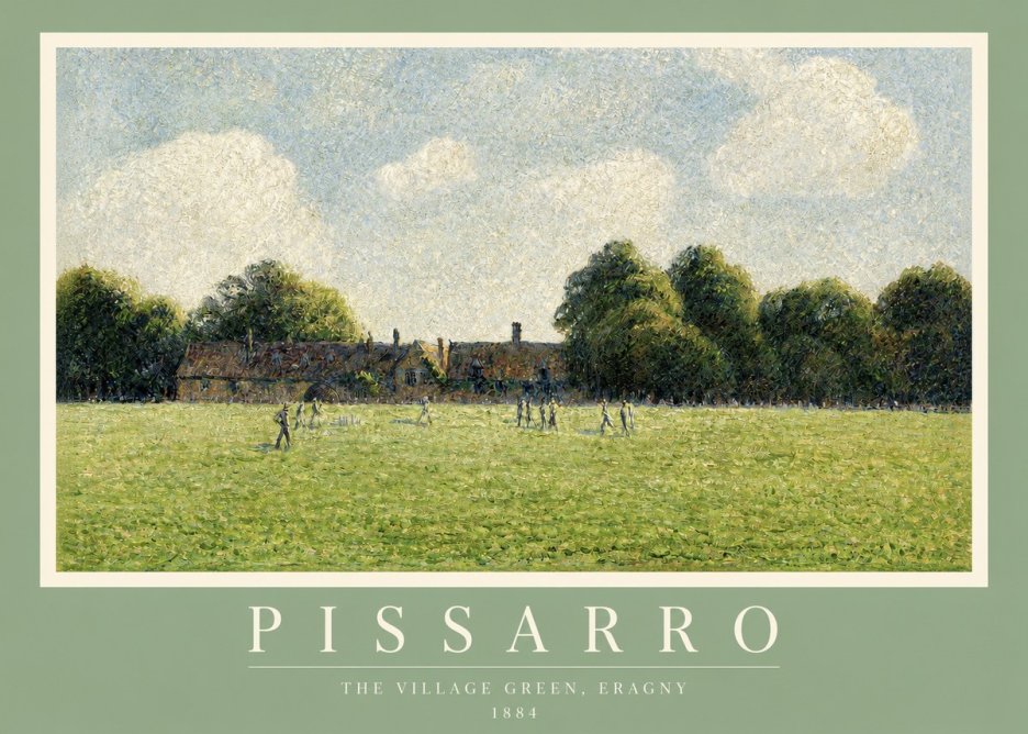 Pissarro The Village Green, Eragny No2 - Plakat