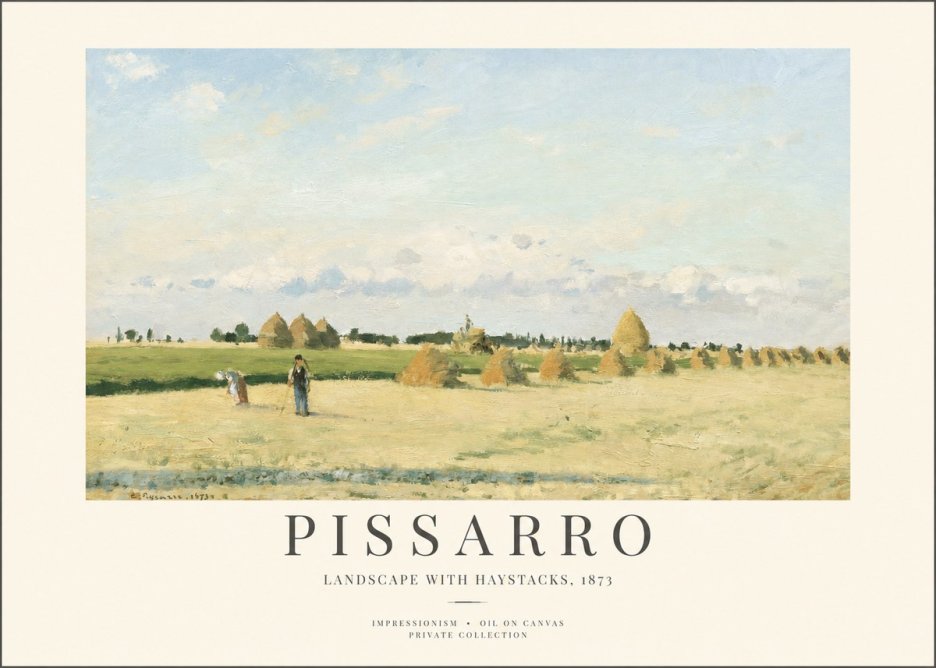 Pissarro Landscape with Haystacks, 1873 No1 - Plakat